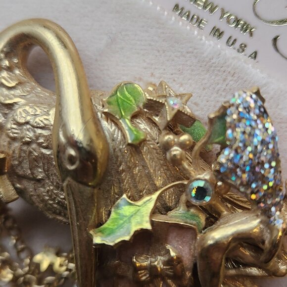 Kirks Folly Gold Tone Stork Gift Fairy AB Rhinestone Wings Star Brooch Pin USA - Picture 7 of 7